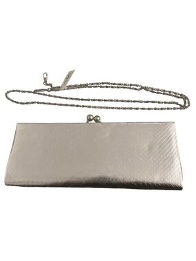 Aldo Silver Snake Print Clutch with Silver Chain Strap